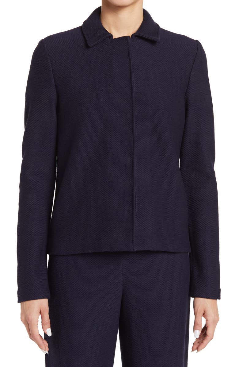 St. John Collection Piqué Knit Collared Jacket, Alternate, color, 