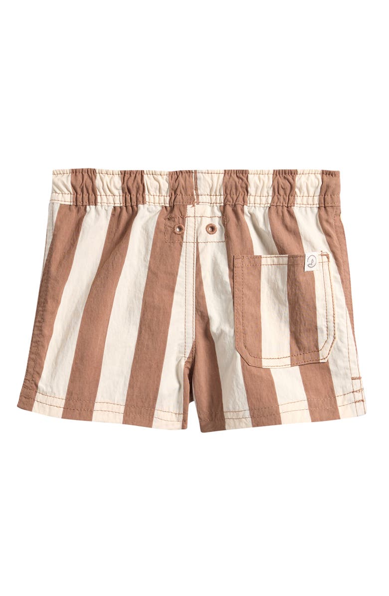 Little Planet Stripe Swim Trunks, Alternate, color, Brown Striped