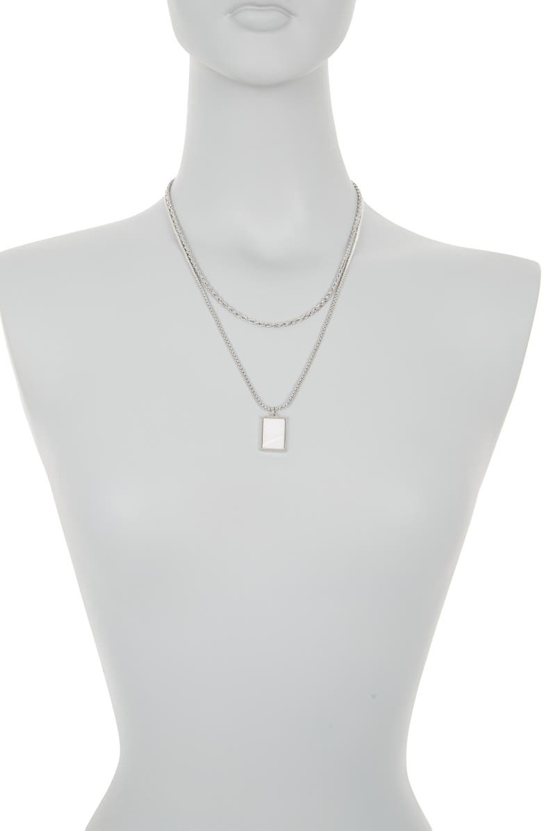 NORDSTROM RACK Men's Shell Dog Tag Pendant Layered Necklace, Alternate, color, 