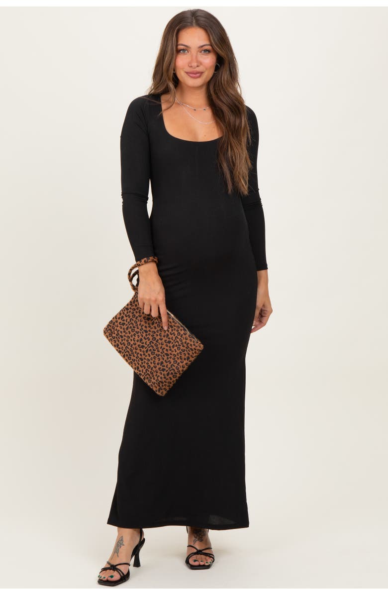 PinkBlush Square Neck Long Sleeve Maxi Dress, Main, color, Black