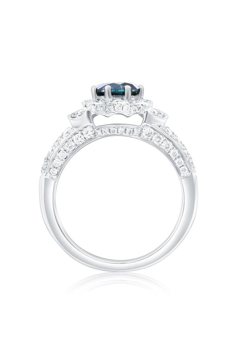 14K White Gold 1.14ct Blue Diamond & 0.71cttw Diamond Ring, Alternate, color, White Gold