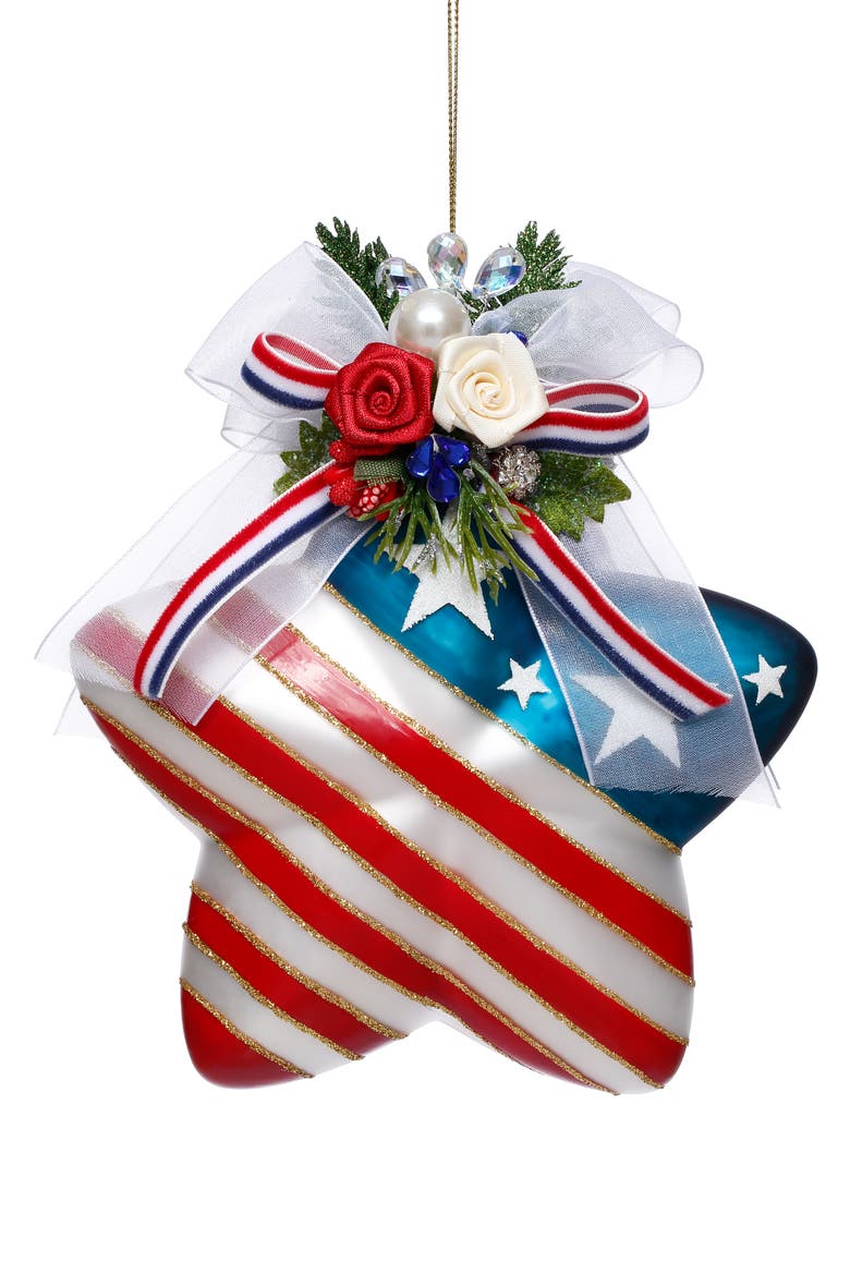 Stars and Stripes Star Ornament, Main, color, Red