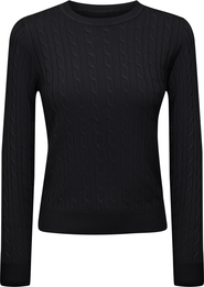 Index Cable Knit Ribbed Neckline Sweater