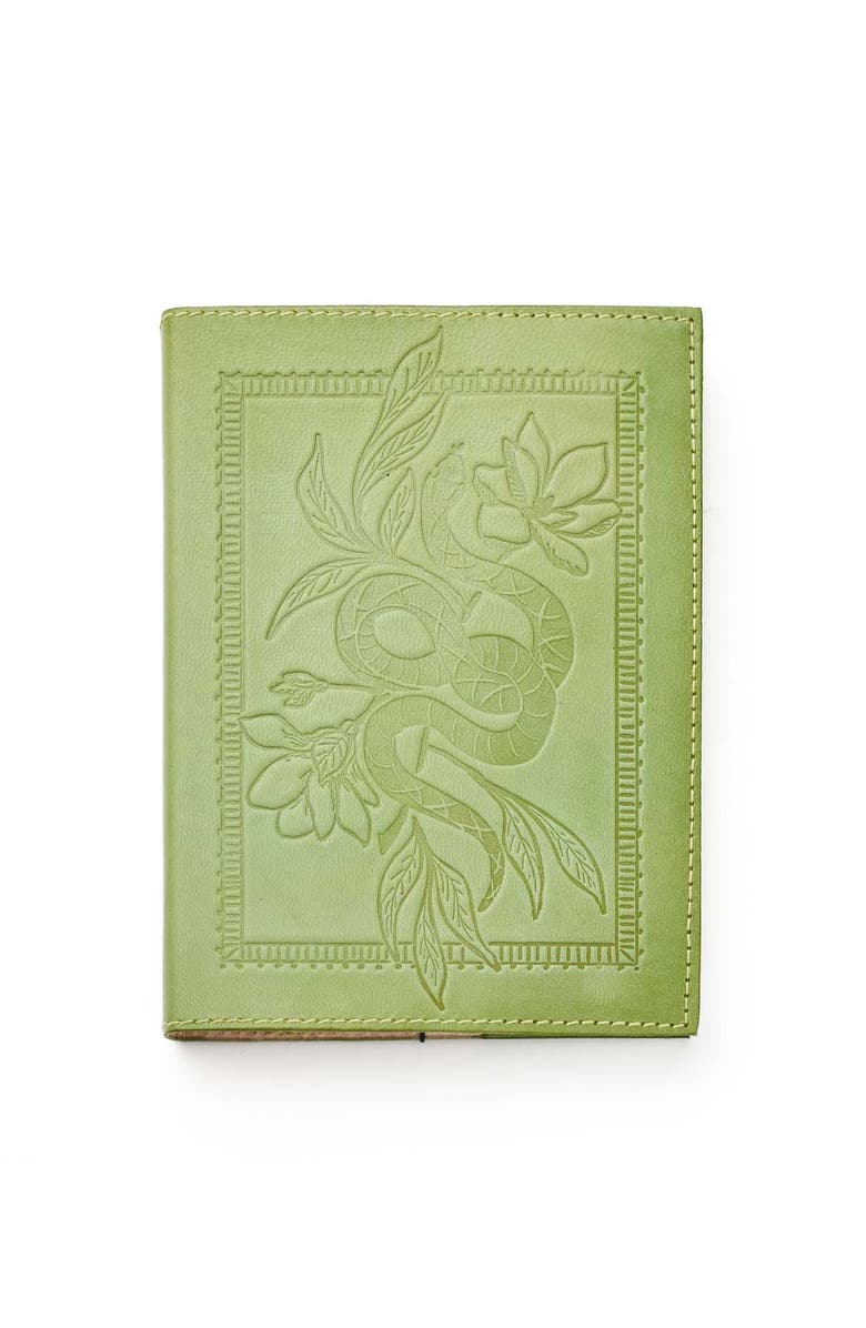 Matr Boomie Snake Embossed Green Leather Journal, Main, color, Green