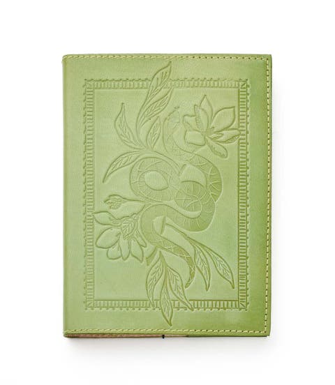 Snake Embossed Green Leather Journal