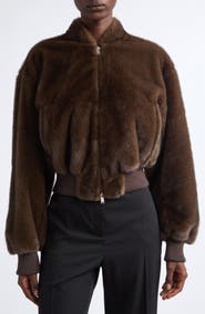 Stella McCartney Plush Faux Fur Bomber Jacket
