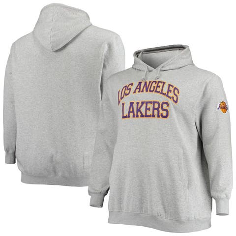 Men's Mitchell & Ness Heathered Gray Los Angeles Lakers Hardwood Classics Big & Tall Throwback Pullover Hoodie