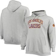 Mitchell & Ness Men's Mitchell & Ness Heathered Gray Los Angeles Lakers Hardwood Classics Big & Tall Throwback Pullover Hoodie