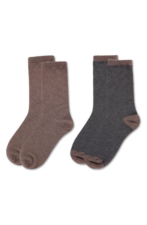 Memoi Assorted 2-pack Crew Socks In Brown