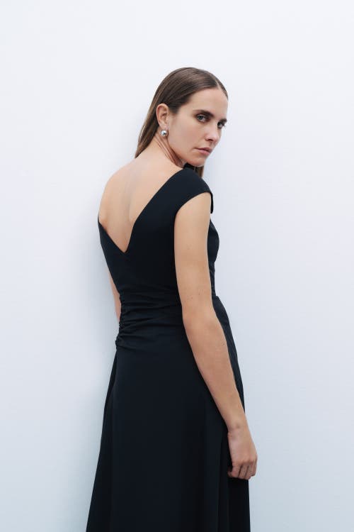 Shop Nocturne Tie Detail Midi Dress In Black