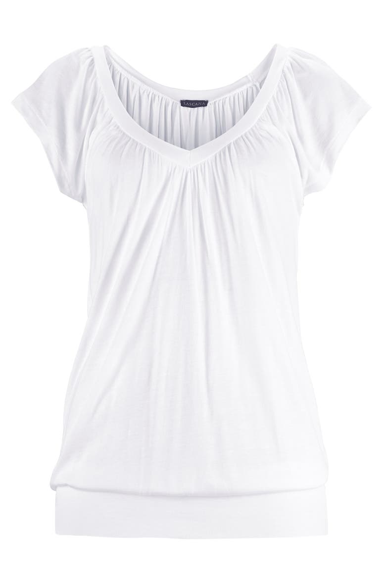 Casual V-Neck Top, Alternate, color, White