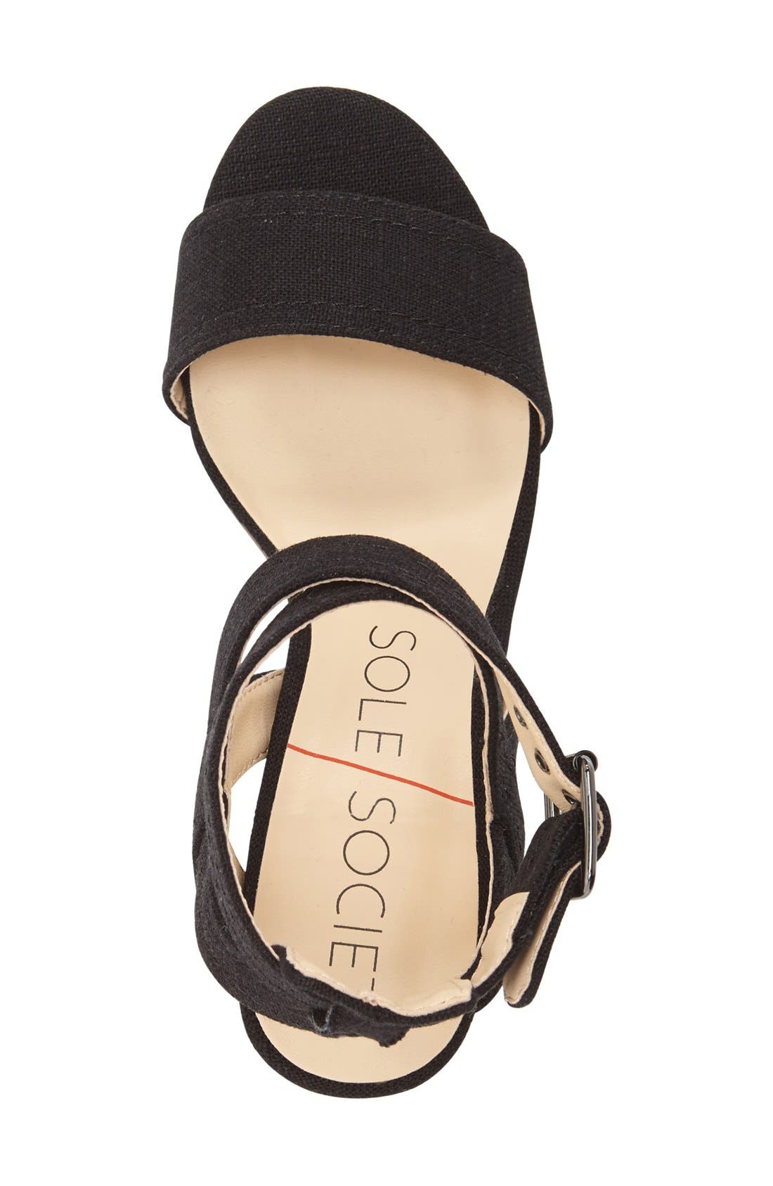 'Zahara' Block Heel Sandal, Alternate, color, BLACK CANVAS