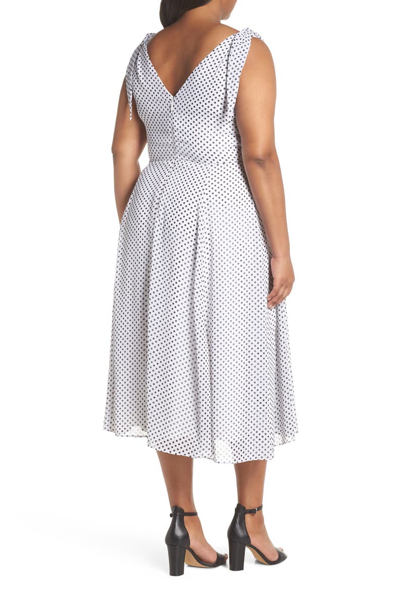 Alika Dot Fit & Flare Dress, Alternate, color, IVORY