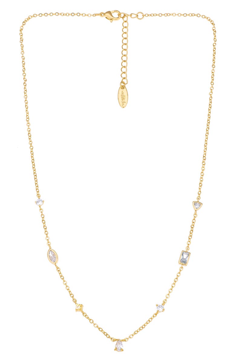 Ettika Simple Crystal Station Necklace, Main, color, Gold