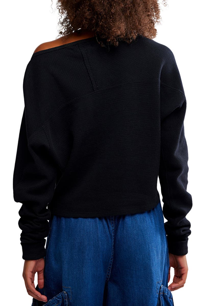 Free People Jess One-Shoulder Thermal Top, Alternate, color, Black