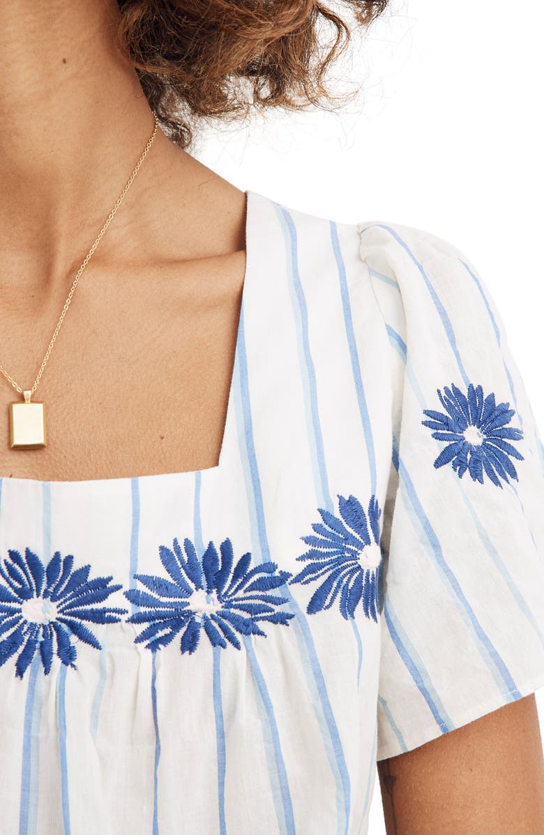 Madewell Floral Embroidered Stripe Butterfly Top, Alternate, color, 