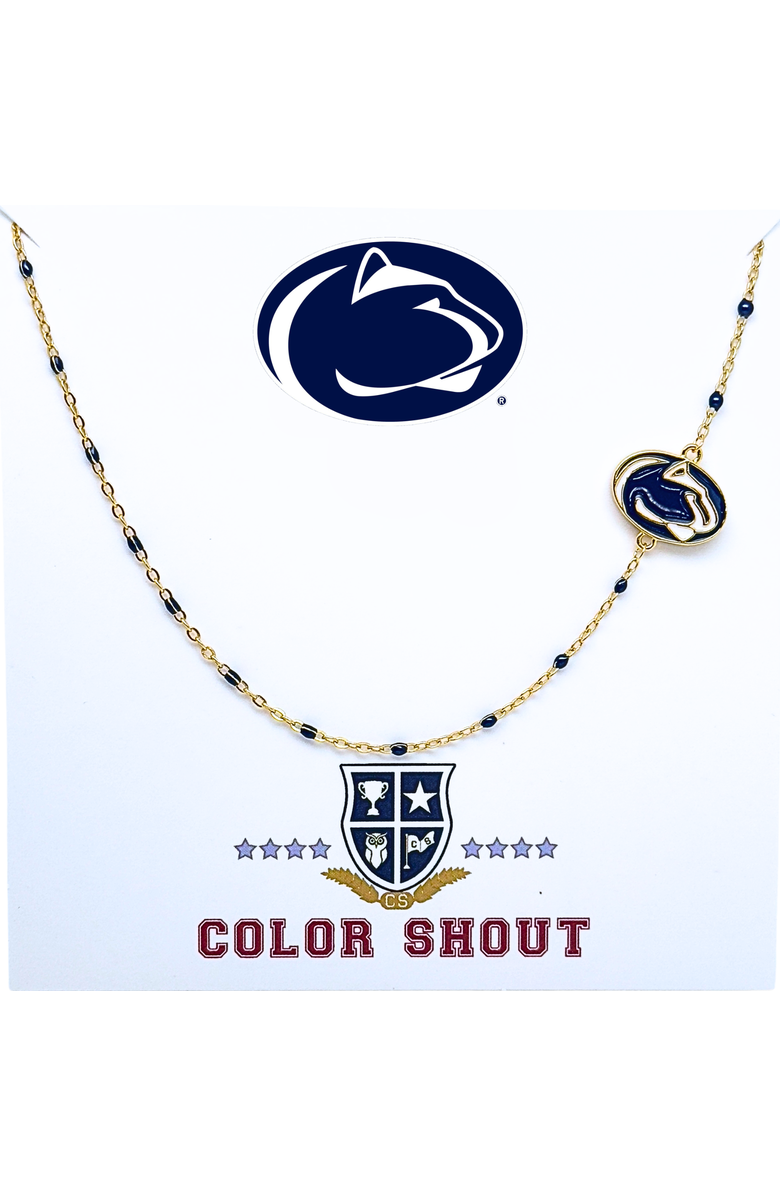 Color Shout Penn State Side Necklace, Main, color, Yellow Gold