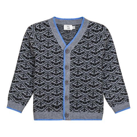 Ribbed Cuffs Jacquard Knit Cardigan (Toddler, Little Kid & Big Kid)