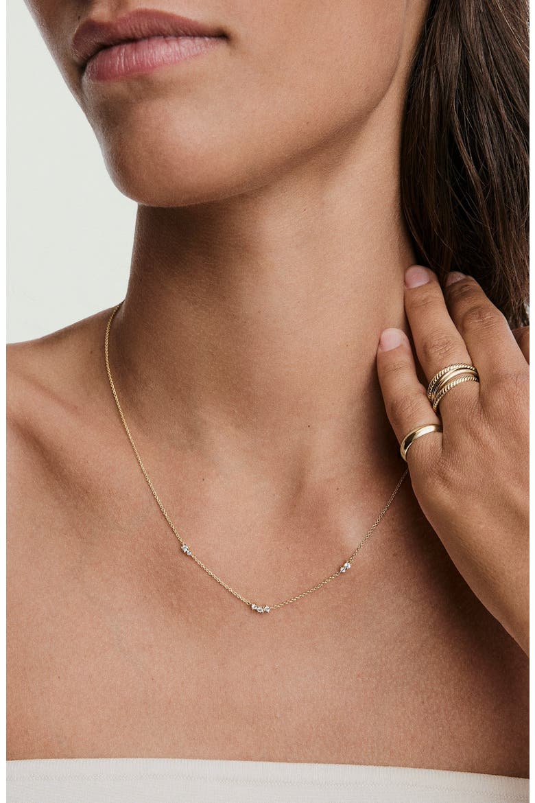 Floating Lab Grown Sapphire Necklace, Alternate, color, Gold