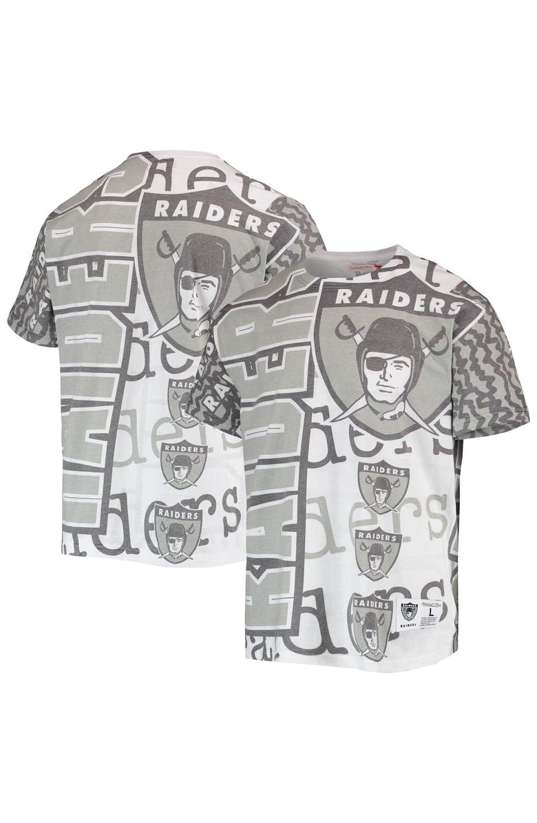 Mitchell & Ness Men's Mitchell & Ness White Las Vegas Raiders Jumbotron 2.0 Sublimated T-Shirt, Main, color, 