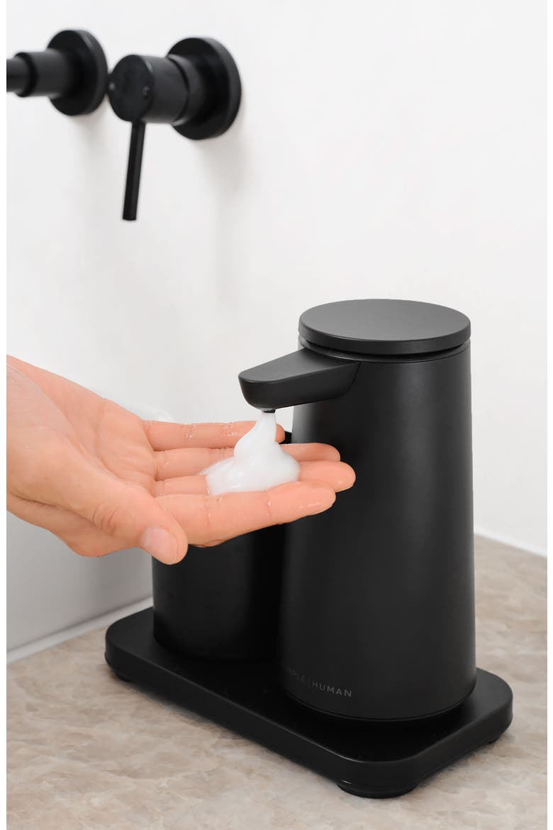 Rechargeable Sensor Pump Foam Soap Dispenser with Caddy Cup, Alternate, color, BLACK