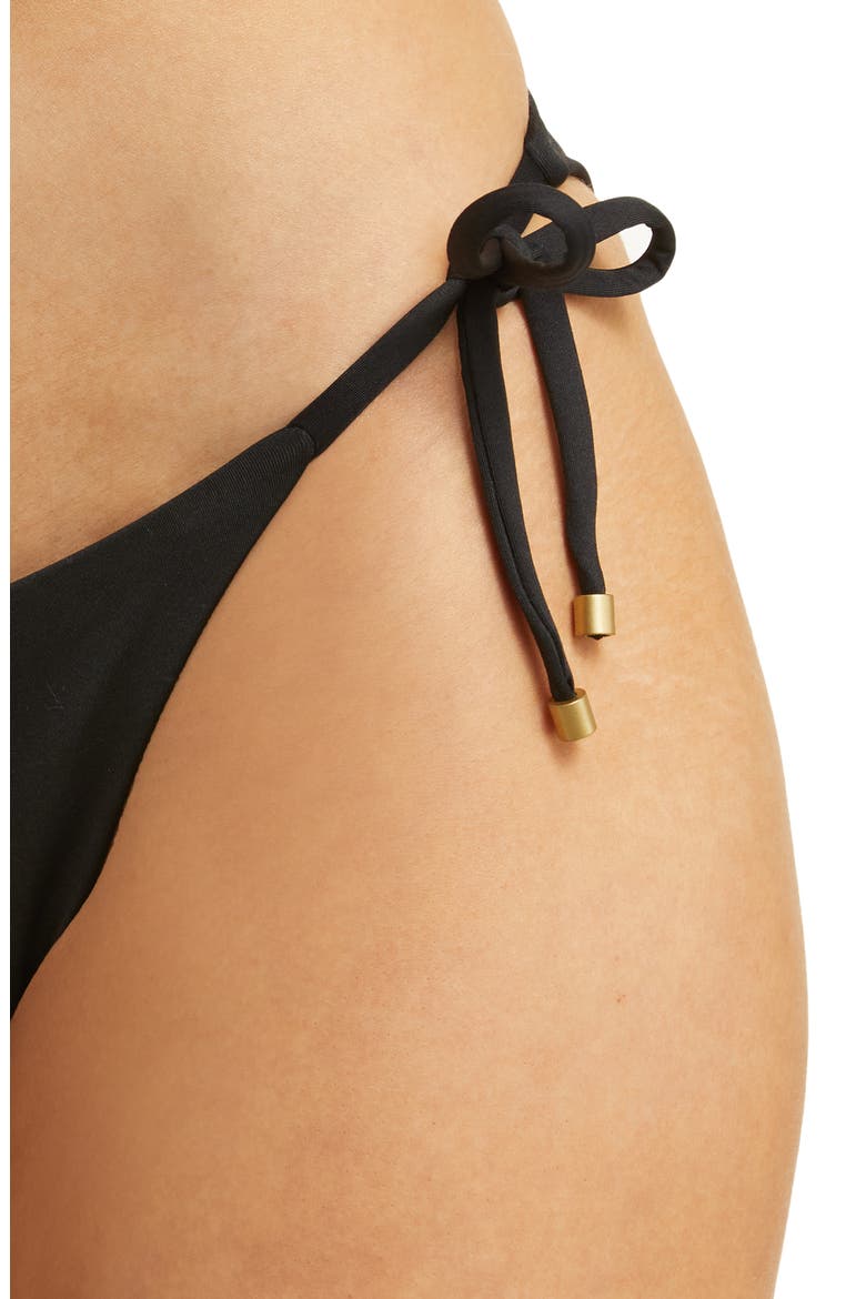 Elle Side Tie Bikini Bottoms, Alternate, color, BLACK ECO LUX