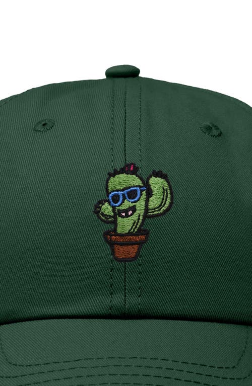 Dalix Cactus Embroidered Casual Cap In Dark Green