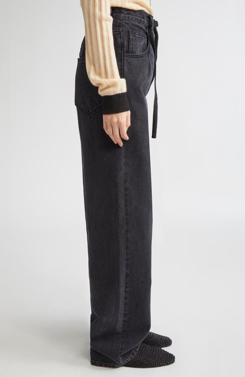 Eenk Belted High Waist Staight Leg Jeans In Black