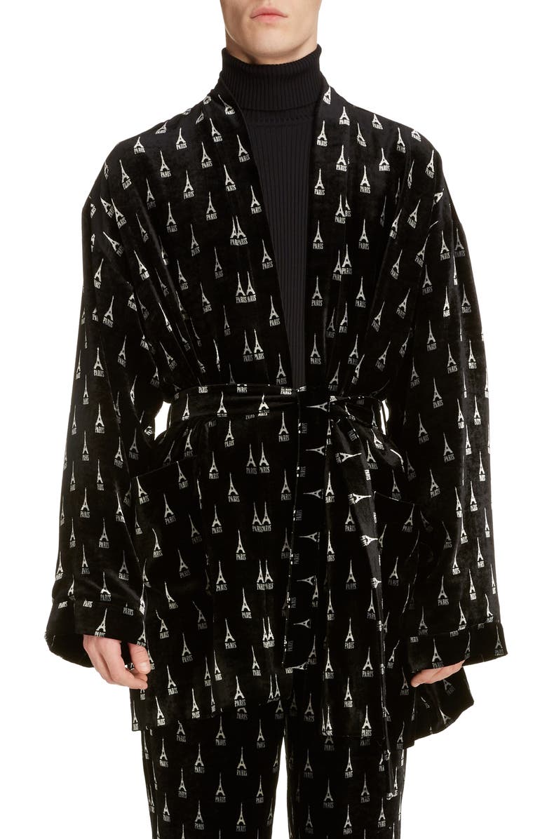 Balenciaga Eiffel Tower Velvet Pyjama Jacket, Main, color,