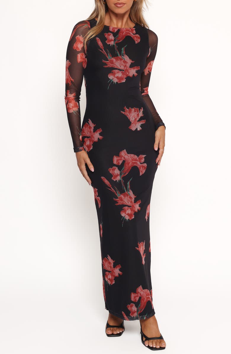 Petal & Pup Hilda Floral Long Sleeve Dress, Main, color, Black Floral