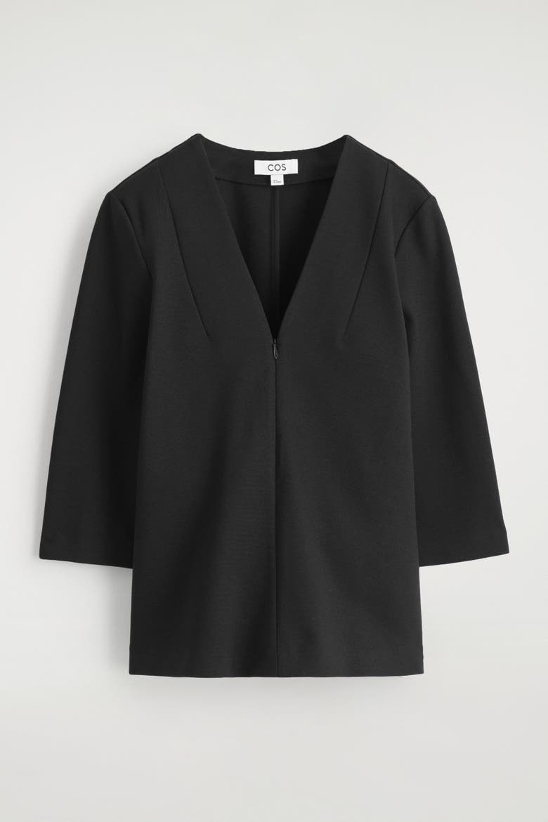 Jersey V-Neck Top, Alternate, color, BLACK