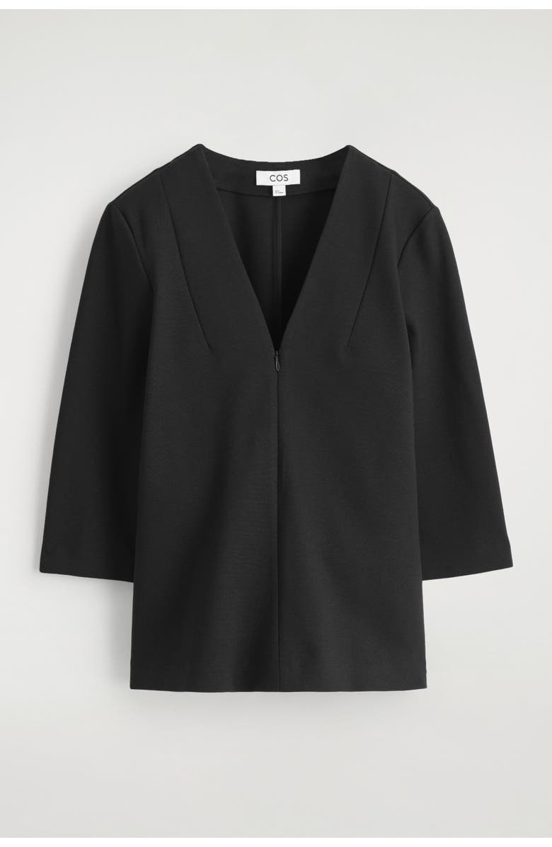 COS Jersey V-Neck Top, Alternate, color, Black