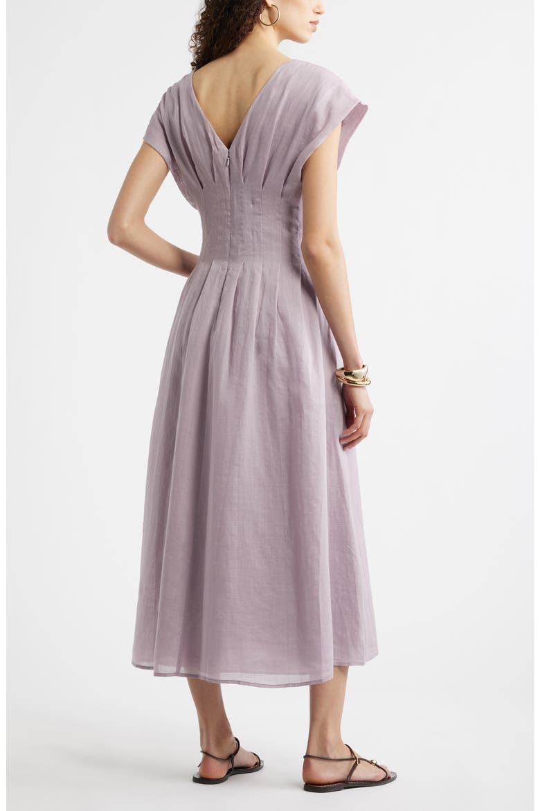 Pleat Waist A-Line Dress, Alternate, color, PURPLE FOG