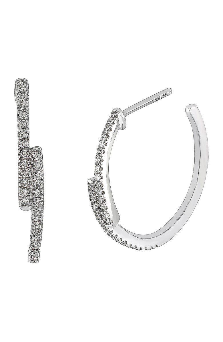 Carrière Jewelry Sterling Silver Pave Diamond Staggered Hoop Earrings - 0.20 ctw, Main, color,