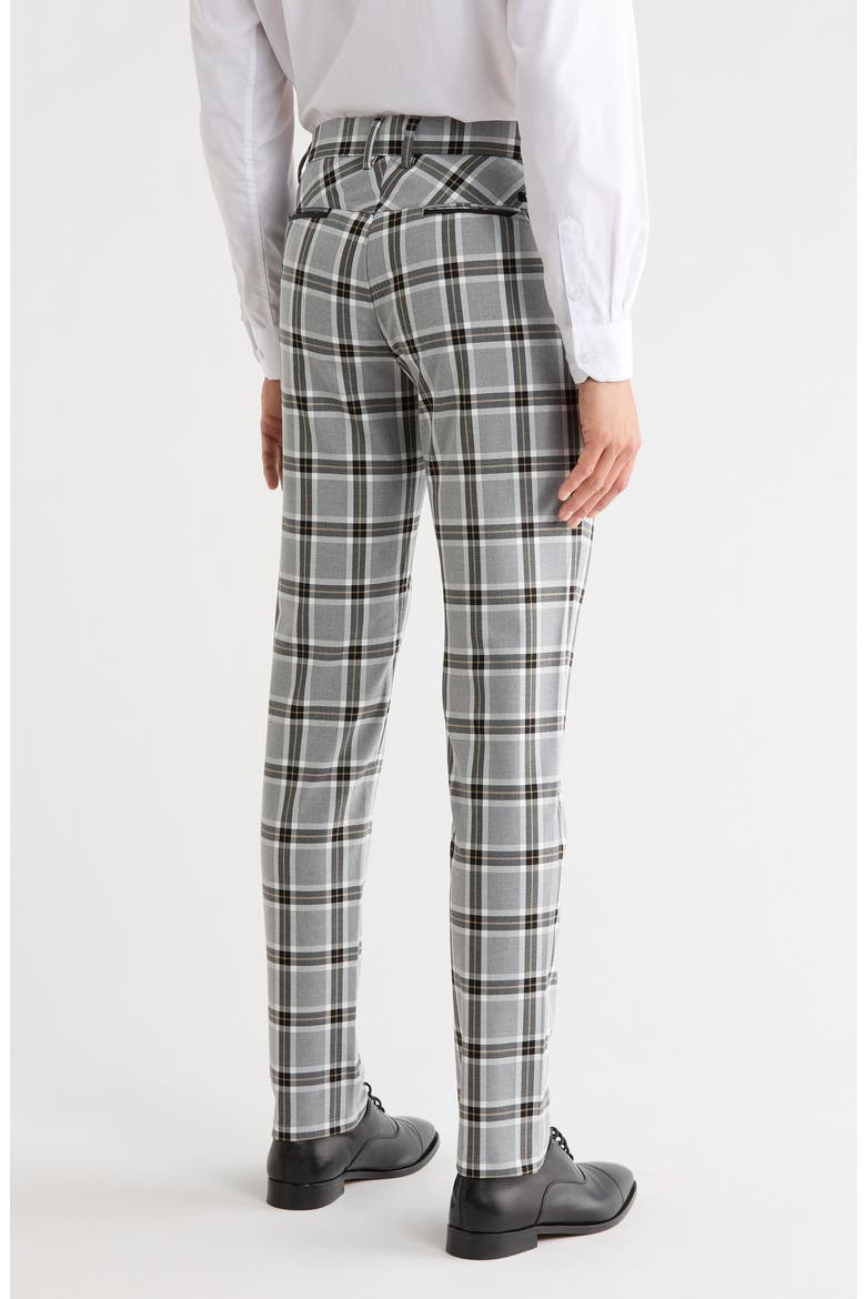 Plaid Straight Leg Trousers, Alternate, color, GREY