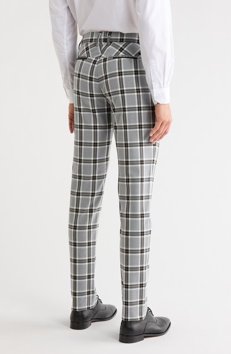 T.R. PREMIUM Plaid Straight Leg Trousers, Alternate, color, Grey