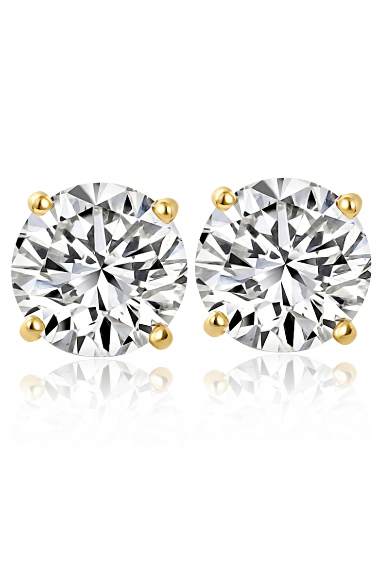 6.85CT Round Diamond Studs 14k Gold Lab Grown Screw Back Earrings, Main, color, 14k Yellow Gold
