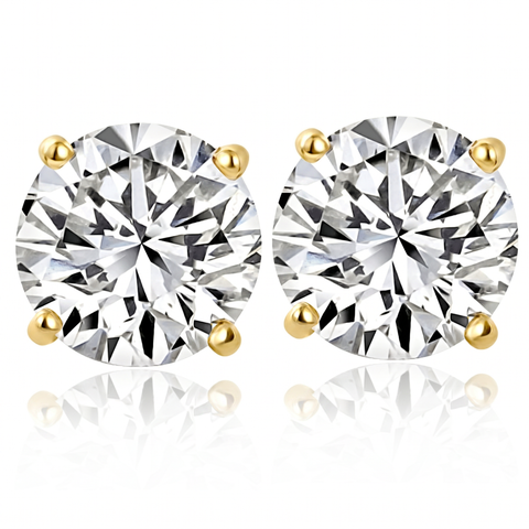 6.85CT Round Diamond Studs 14k Gold Lab Grown Screw Back Earrings