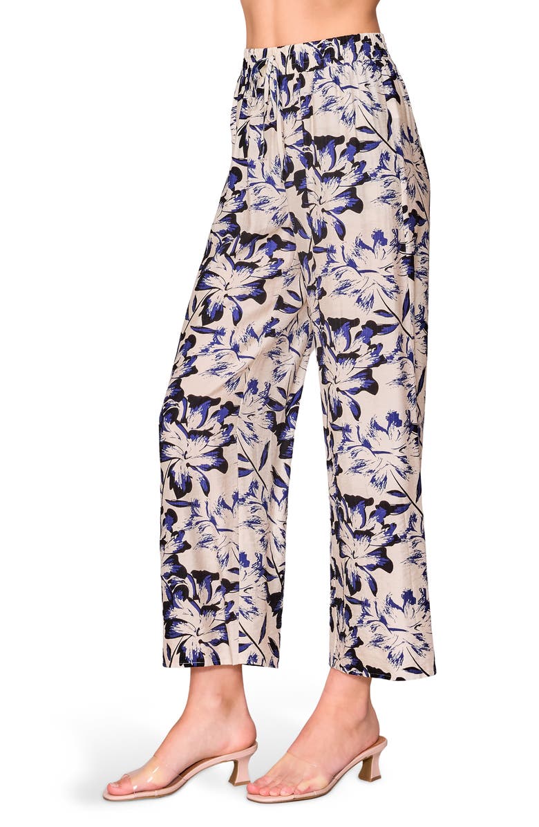 MELLODAY Floral Print Ankle Pants, Alternate, color, Navy Ivory
