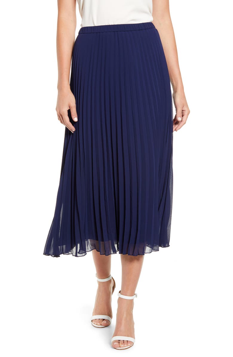 Anne Klein Pleated Georgette Midi Skirt, Main, color,