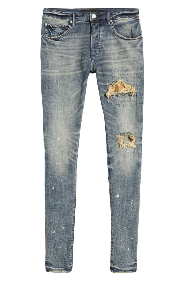PURPLE BRAND PURPLE Camouflage Patch Destroyed Slim Jeans, Alternate, color, Camo Patched Indigo