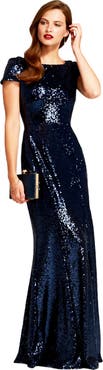 HotSquash London Clothing Mermaid Shape Sequin Gown with Cowl Back