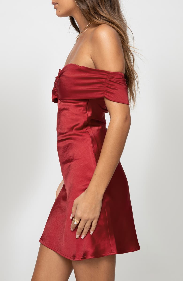 Princess Polly Sadee Off the Shoulder Satin Minidress, Alternate, color, 