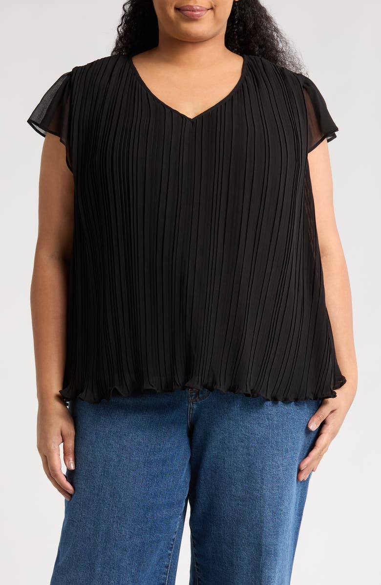 Adrianna Papell V-Neck Flutter Sleeve Top, Main, color,