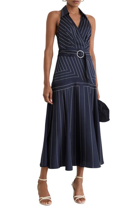 Casey Striped Halter Midi Dress