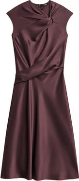 Theory Twist Bodice Satin Midi Dress