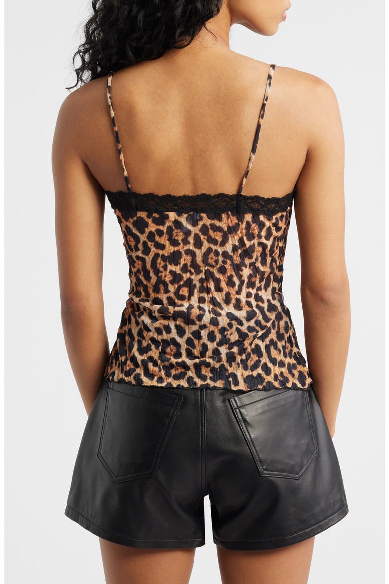 Animal Spot Lace Trim Camisole, Alternate, color, BROWN
