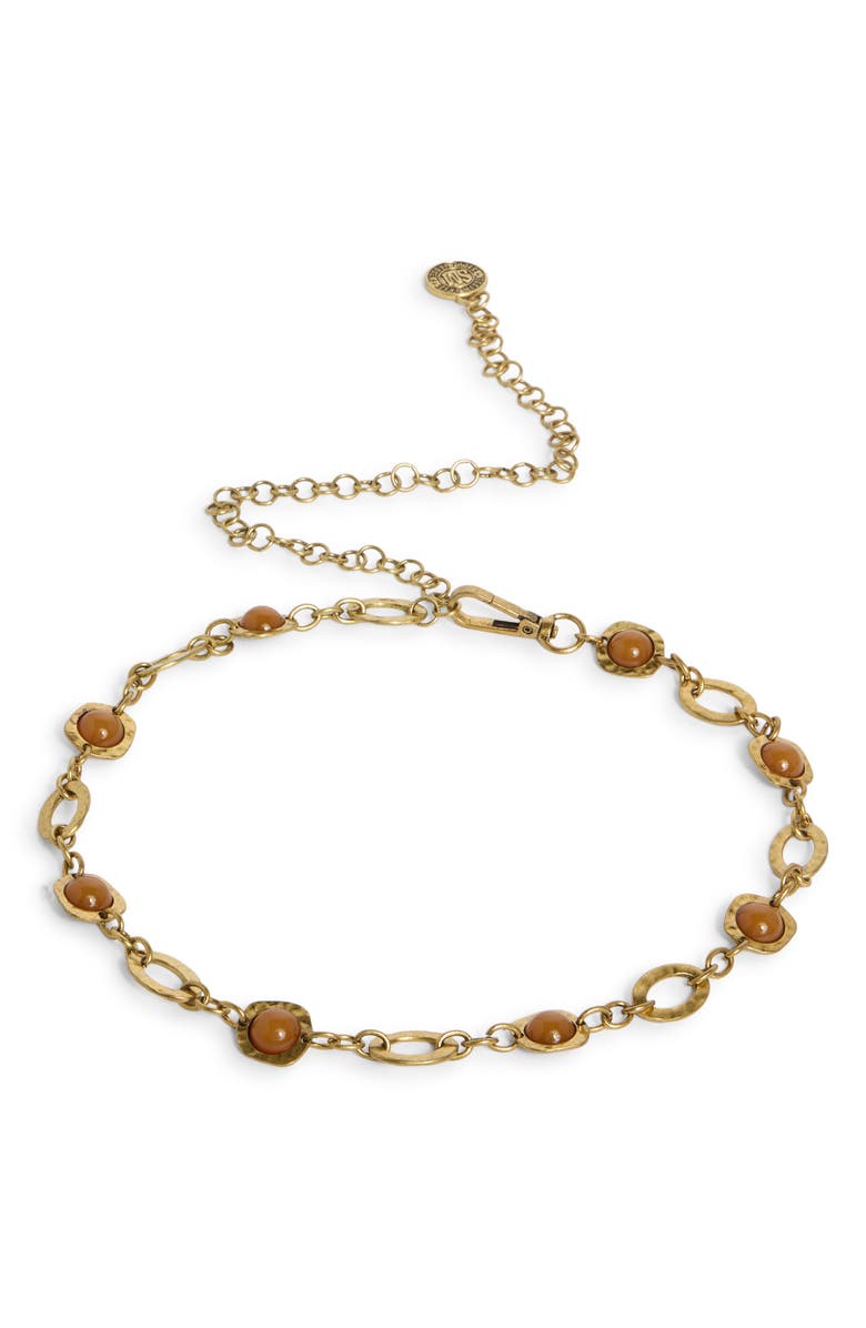 Steve Madden Hammered Stone Chain Belt, Main, color, Gold/ Brown