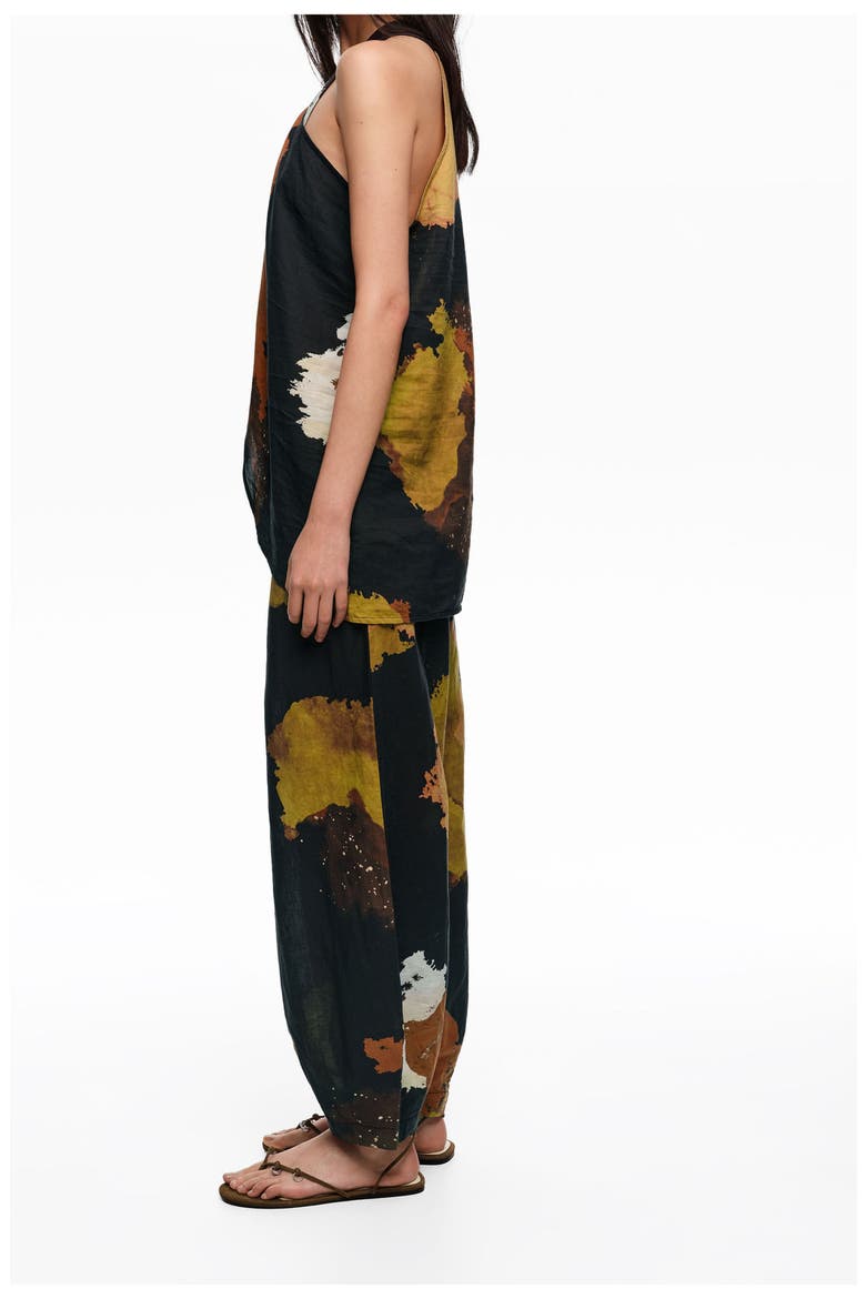 Baggy Linen-Blend Trousers, Alternate, color, BLOT XL BLACK