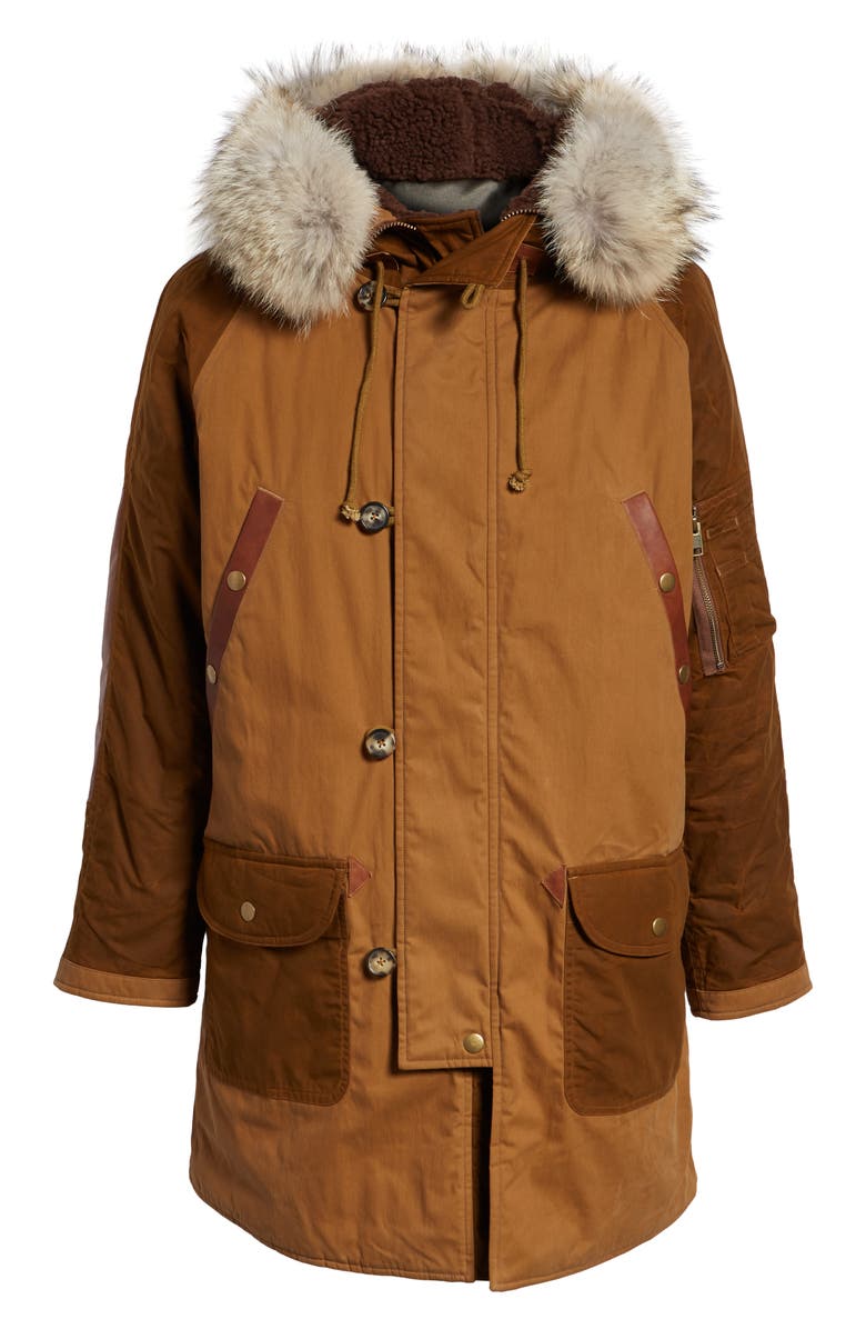 Frye Ranson Faux Fur Trim Mixed Media Parka, Alternate, color, 